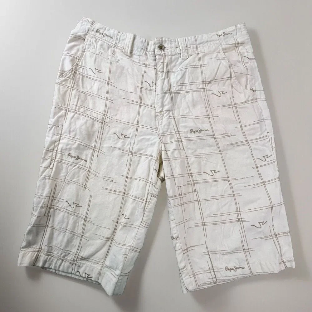 Pepe Jeans London Mens 38 Cream‎ Shorts Stitched Spell Out